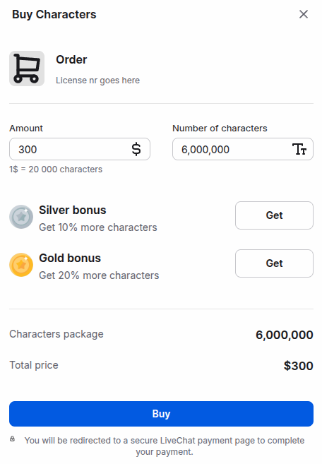 Purchases settings