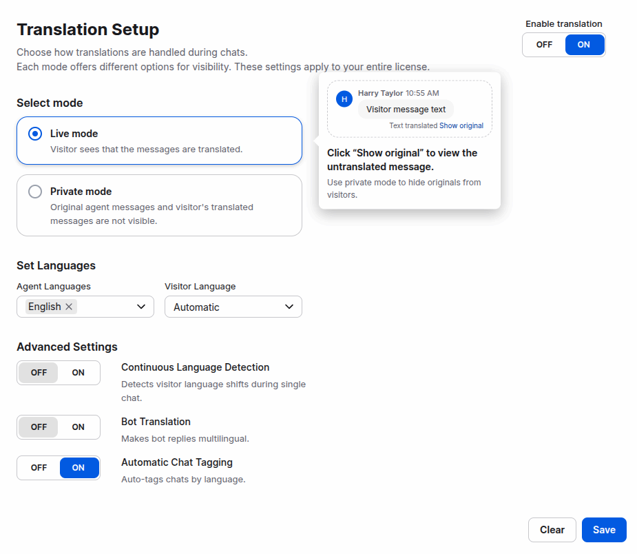General settings
